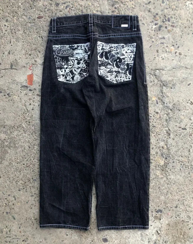 Gothic Slim Straight Y2k Harajuku Retro Jeans