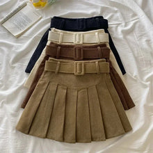 Corduroy Belted Pleated Skirt