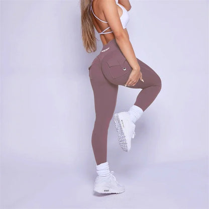 Bum Leggings High Waist Tights Peach Hips with Pockets