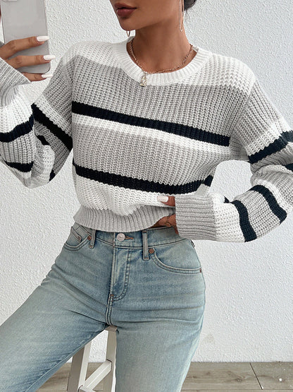 Loose Drop Shoulder Knitted Long Sleeve Sweater