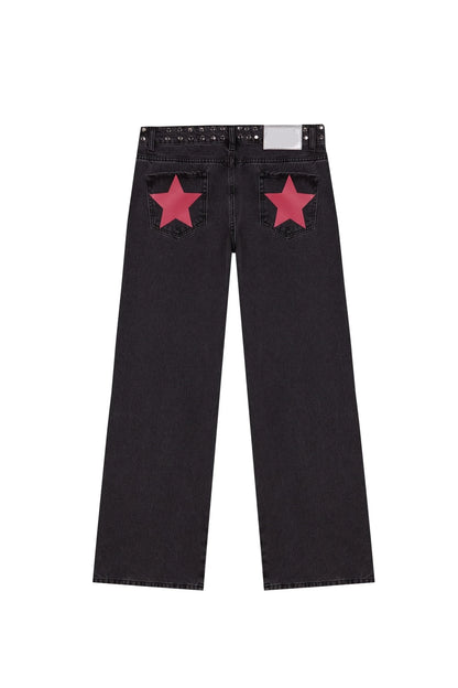Harajuku Baggy Star Print High Waited Jeans