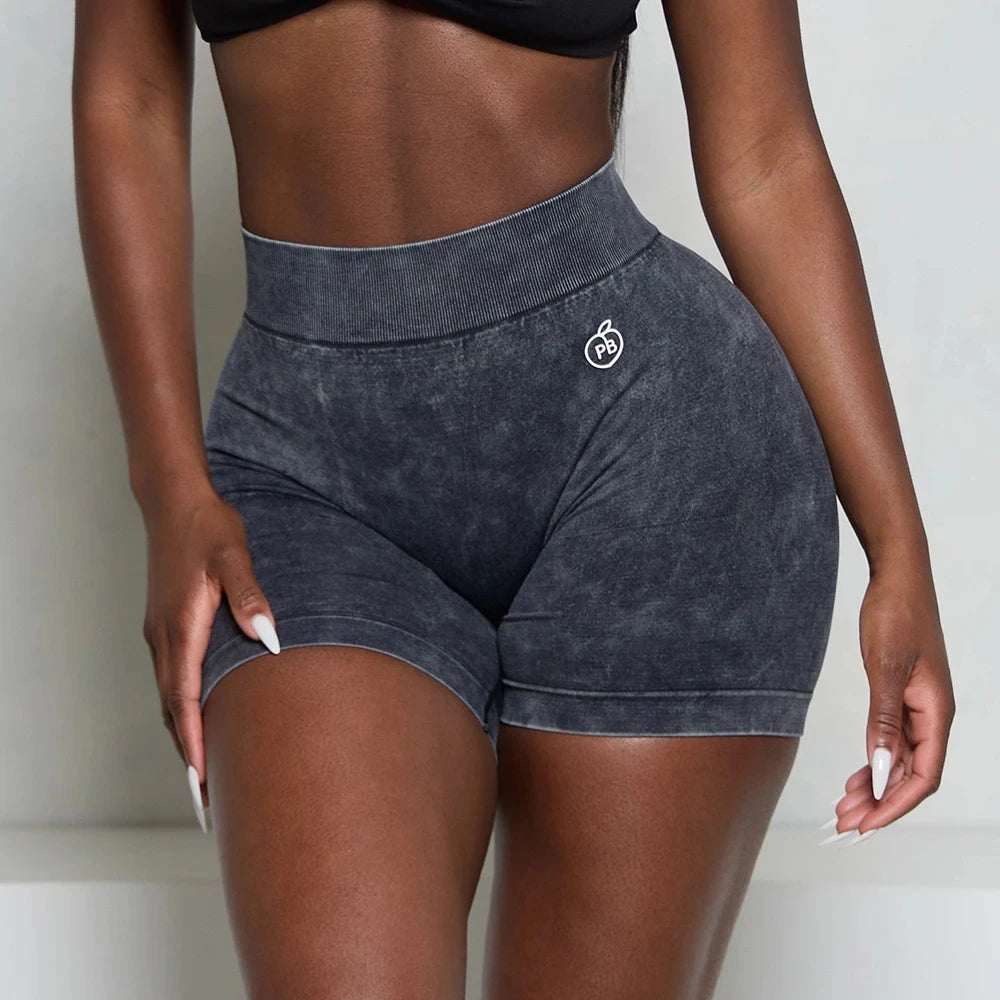 Bum Acid Wash Low V-BACK Scrunch Butt Shorts