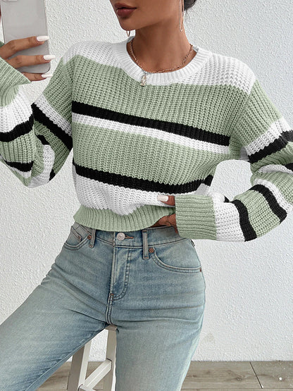 Loose Drop Shoulder Knitted Long Sleeve Sweater