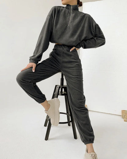 Hooded Set Plush Fleece Two Piece