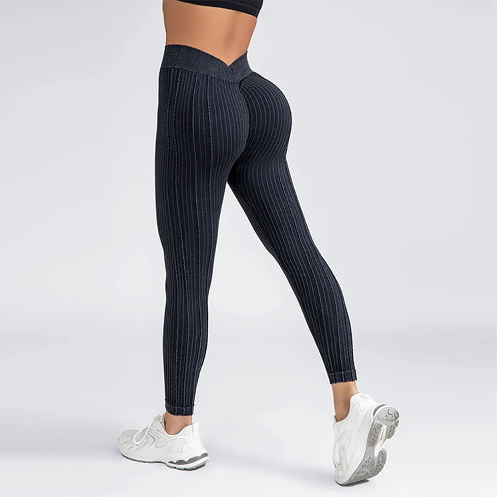 Striped Leggings Sports Training Tights