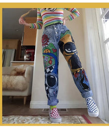 Y2K Cartoon Print Harem Jean