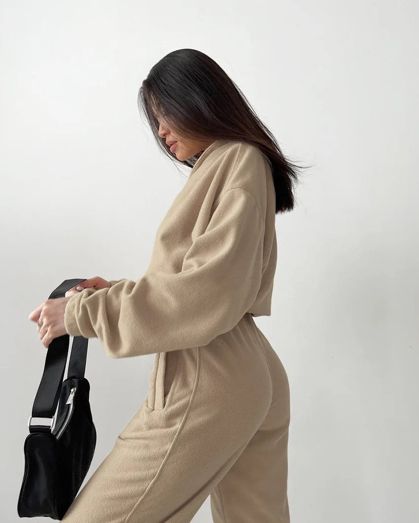 Hooded Set Plush Fleece Two Piece