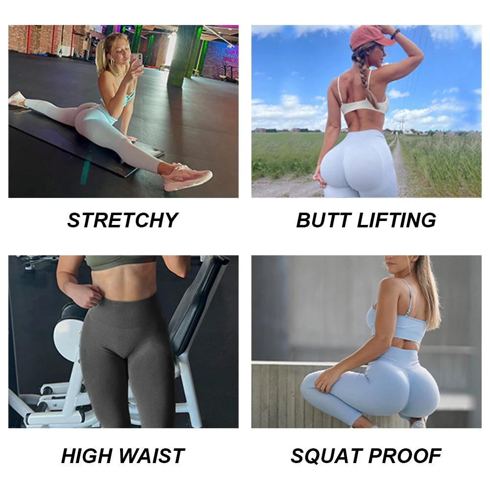 Women's High Waist Seamless Push Up Sport Leggings with Tummy Control