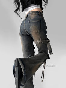 REDDACHiC Women's Low Waist Vintage Cargo Jeans