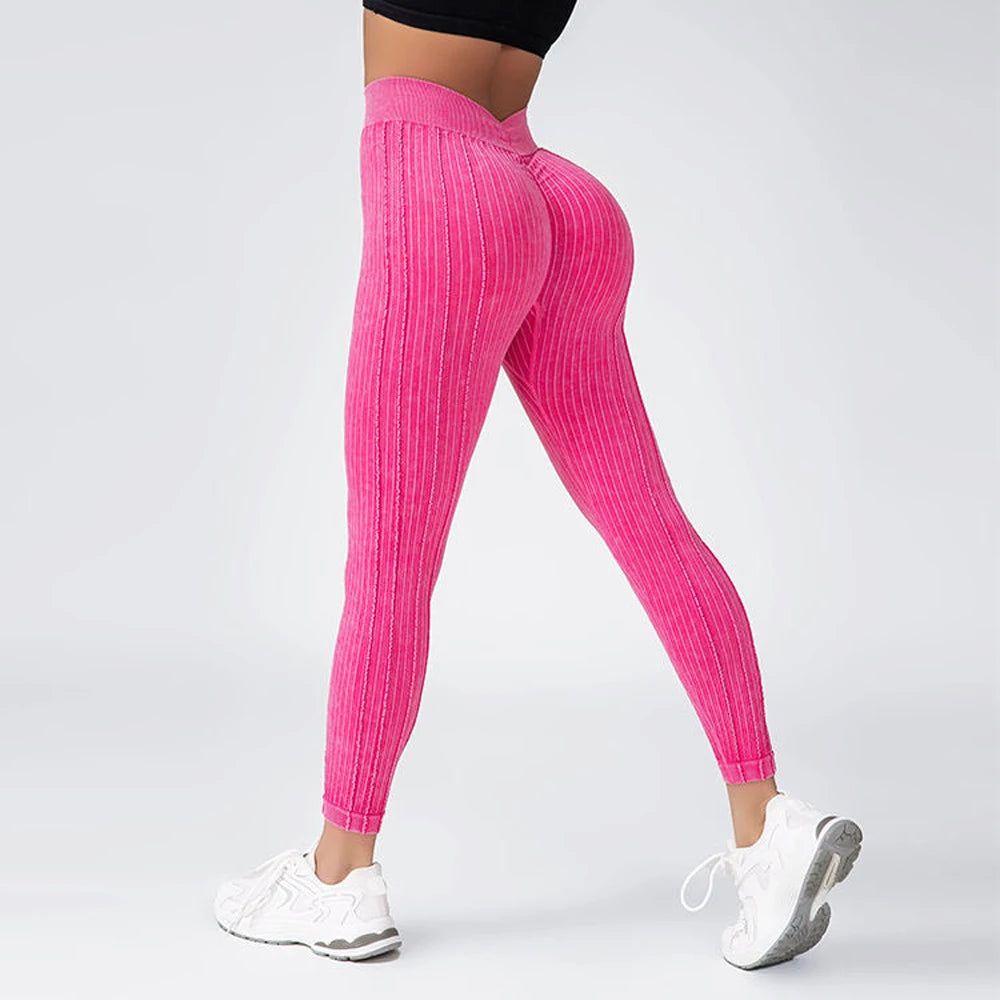 Striped Leggings Sports Training Tights