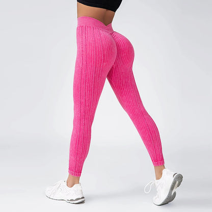 Striped Leggings Sports Training Tights