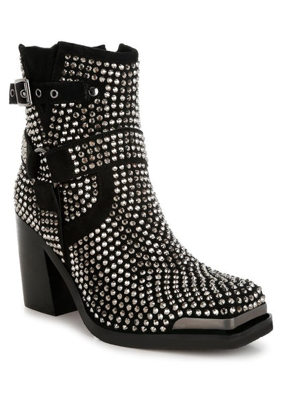 Babbon Studded Harness Detail Ankle Boots