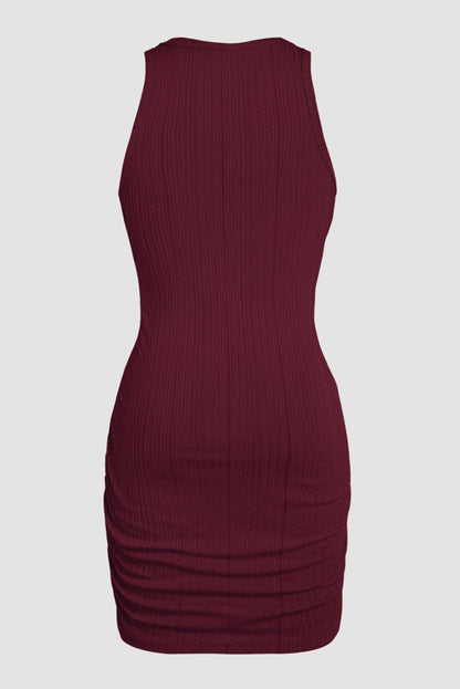 Red Dahlia Ruched Sleeveless Bodycon Short Dress