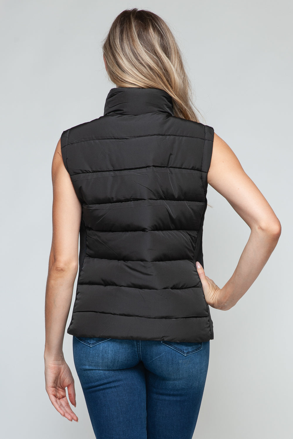 Puffer Zip Up Turtleneck Vest with Pockets