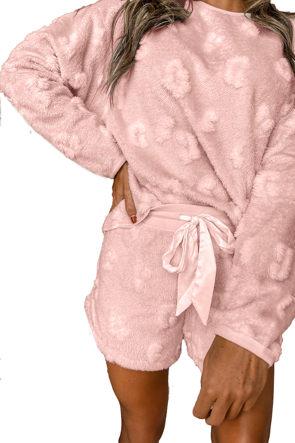 Textured Cheetah Fleece Loose Two-Piece Pajama Set