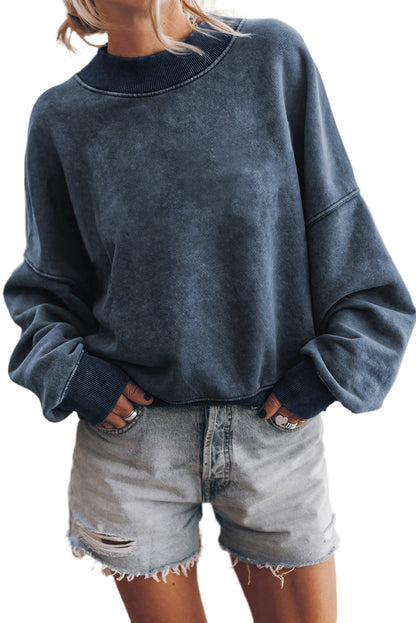 Plain Drop Shoulder Crew Neck Pullover Sweatshirt