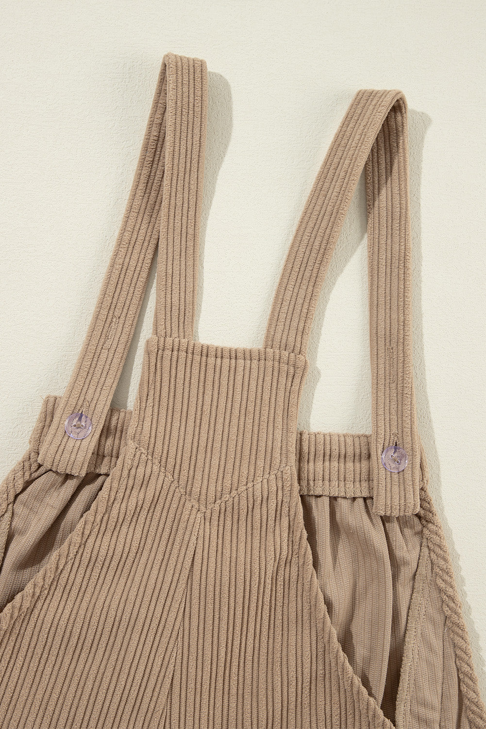 Black Plain Pocketed Loose Fit Corduroy Overalls