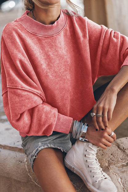 Plain Drop Shoulder Crew Neck Pullover Sweatshirt