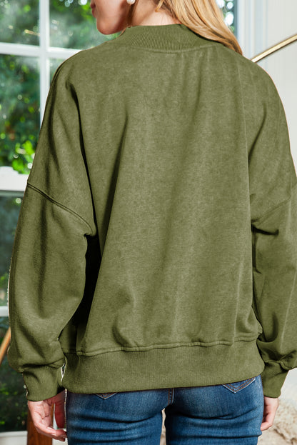 Plain Drop Shoulder Crew Neck Pullover Sweatshirt