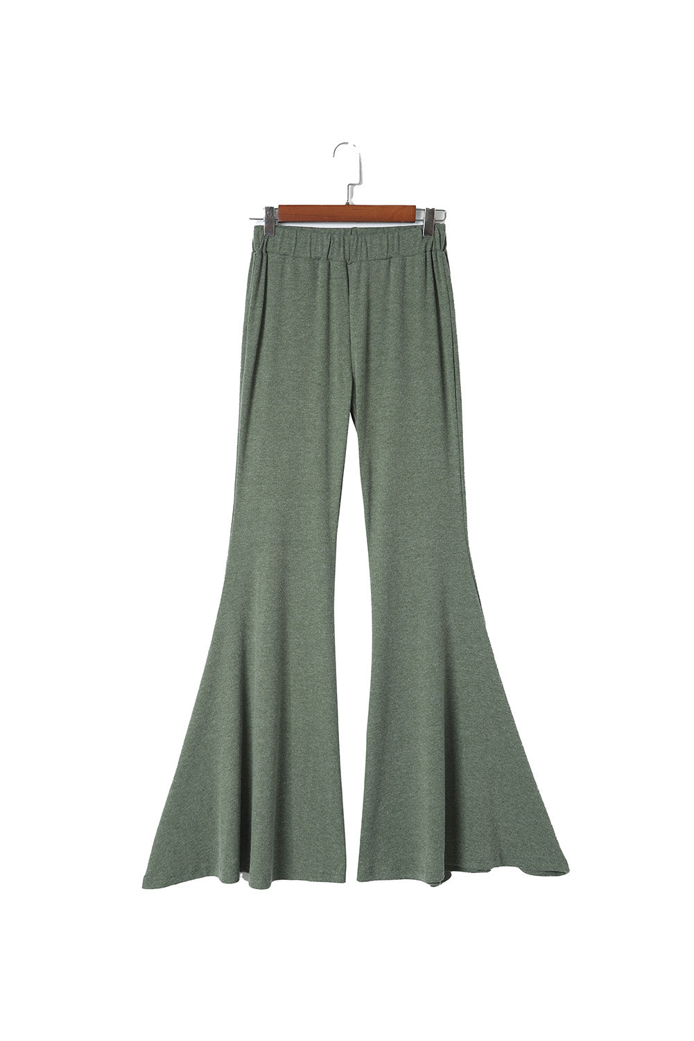 Green Solid High Waist Fit and Flare Pants