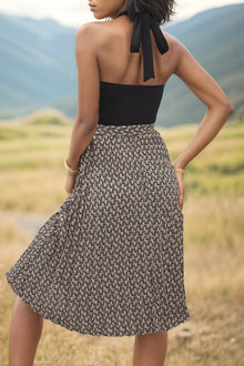 Perfee Crisscross Printed Halter Neck Dress