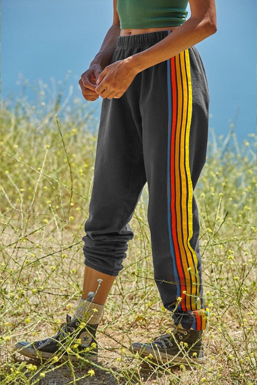 Light Blue Rainbow Striped Jogger Sweatpants